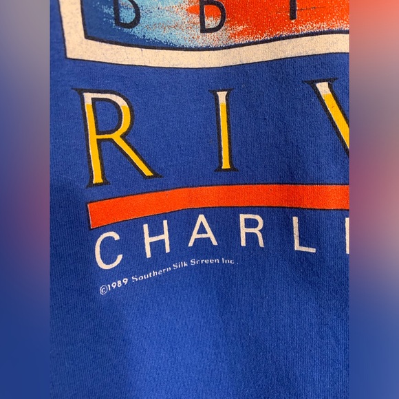 Vintage 1989 Charleston, SC Cooper River Bridge single stitch blue t-shirt EUC - Picture 3 of 9